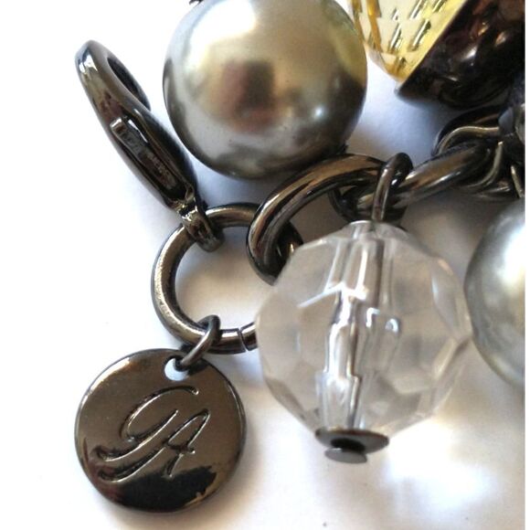 Y2K Grace Adele Bubble Beaded Bracelet Charms Glass Statement Gunmetal Statement - Picture 2 of 16